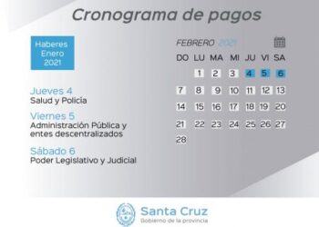 Cronograma de pago de haberes del Estado Provincial