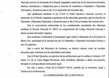 Santa Cruz adhirió al cronograma electoral para las Legislativas 2021