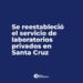 Caja de Servicios Sociales: Se restableció el servicio de laboratorios privados