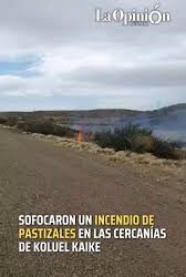 Sofocaron un incendio de pastizales en las cercanías de Koluel Kaike