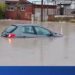 Puerto Deseado: calles anegadas y autos bajo el agua tras el fuerte temporal