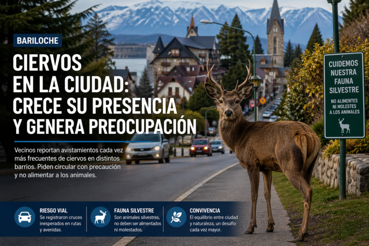 Bariloche: crece la presencia de ciervos en zonas urbanas y genera preocupación