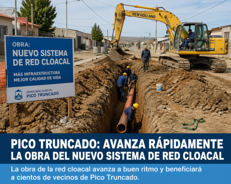 PICO TRUNCADO: AVANZA RÁPIDAMENTE LA OBRA DEL NUEVO SISTEMA DE RED CLOACAL