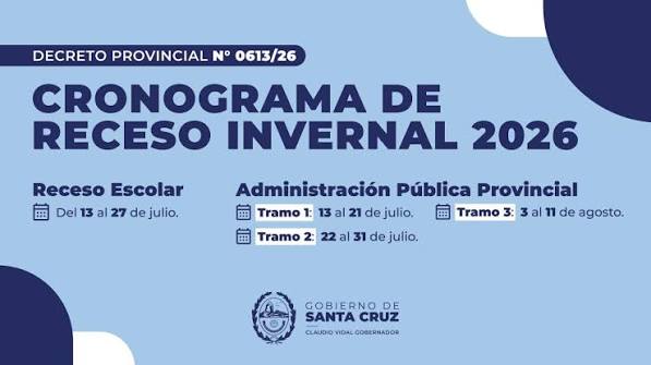 Receso invernal 2026: el Gobierno de Santa Cruz estableció el cronograma de licencia para trabajadores públicos