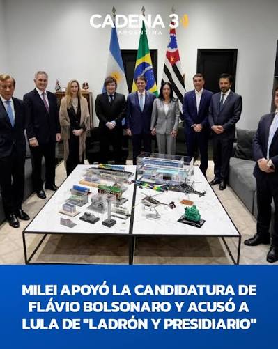 Milei apoyó la candidatura de Flávio Bolsonaro y acusó a Lula de «ladrón y presidiario»