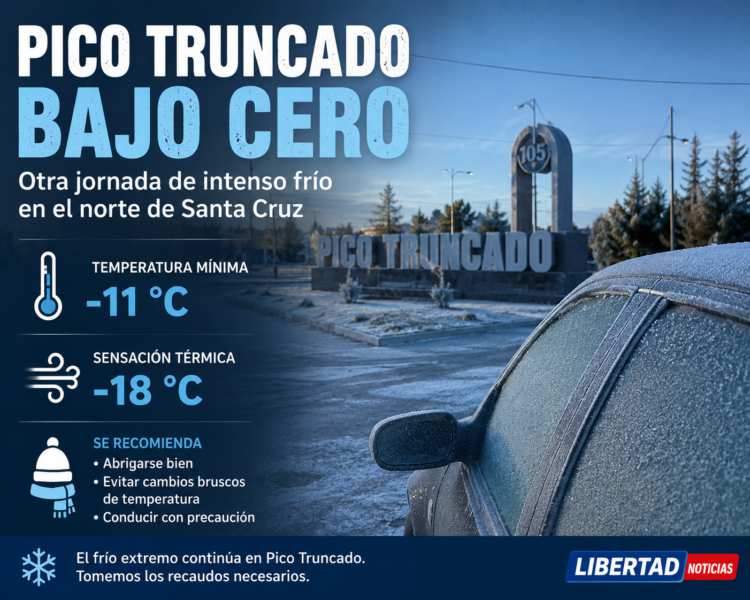 PICO TRUNCADO REGISTRÓ -11 °C Y UNA SENSACIÓN TÉRMICA DE -18 °C: EL FRÍO EXTREMO SIGUE GOLPEANDO LA CIUDAD